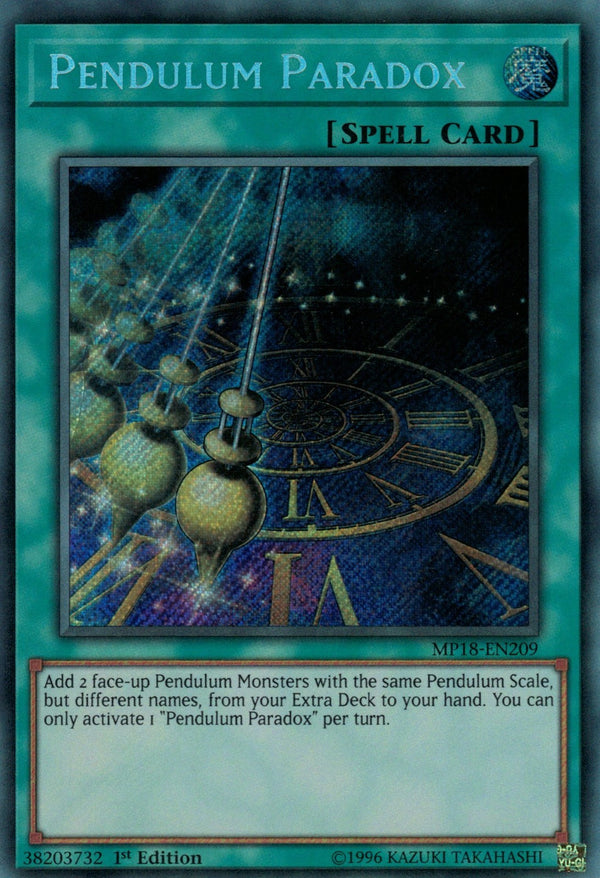 Pendulum Paradox - MP18-EN209 - Secret Rare - 1st Edition available at 401 Games Canada