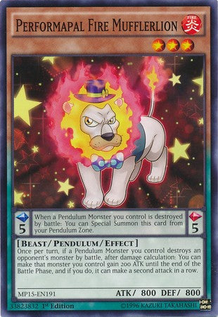 Performapal Fire Mufflerlion - MP15-EN191 - Common - 1st Edition available at 401 Games Canada