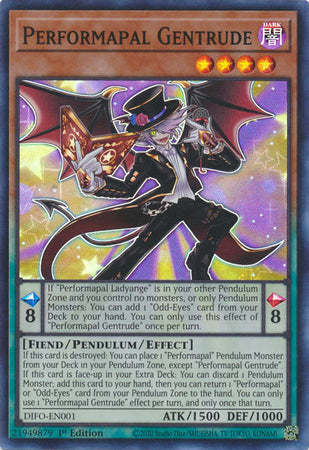 Performapal Gentrude - DIFO-EN001 - Super Rare - 1st Edition available at 401 Games Canada