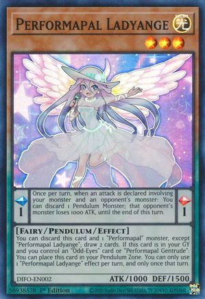 Performapal Ladyange - DIFO-EN002 - Super Rare - 1st Edition available at 401 Games Canada