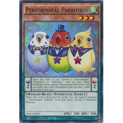 Performapal Parrotrio - YS16-EN005 - Super Rare - 1st Edition available at 401 Games Canada