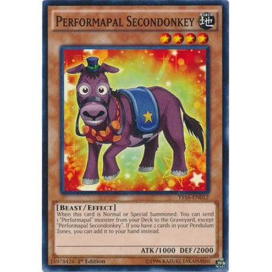 Performapal Secondonkey - YS16-EN012 - Common - 1st Edition available at 401 Games Canada