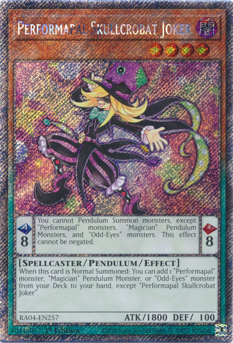 Performapal Skullcrobat Joker (Platinum Secret Rare) - RA04-EN257 - Platinum Secret Rare - 1st Edition