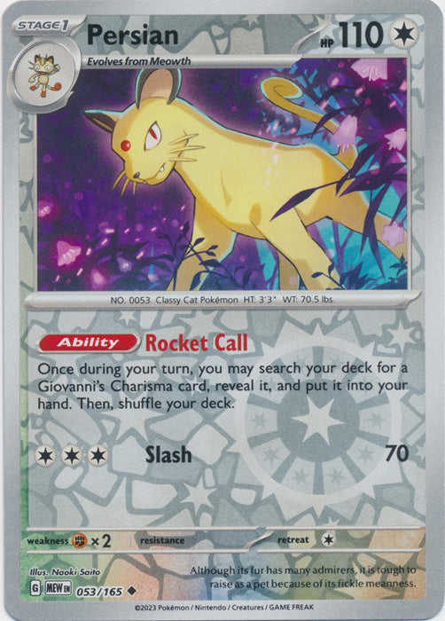 Persian - 053/165 - Uncommon - Reverse Holo available at 401 Games Canada