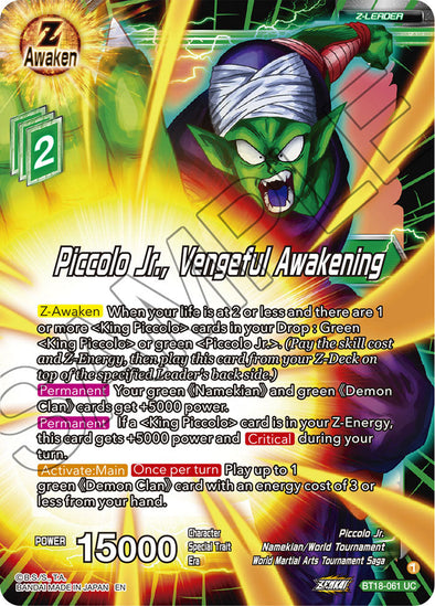 Piccolo Jr., Vengeful Awakening - BT18-061 - Uncommon available at 401 Games Canada