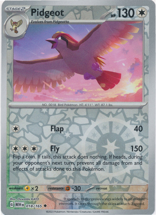 Pidgeot - 018/165 - Uncommon - Reverse Holo available at 401 Games Canada