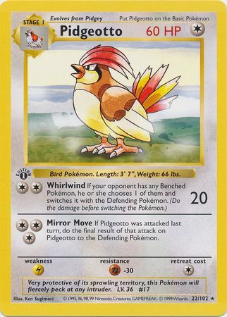 Pidgeotto - 22/102 - Rare - 1st Edition available at 401 Games Canada