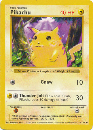 Pikachu - 58/102 - Partial 1st Ed Stamp Misprint - Shadowless available at 401 Games Canada