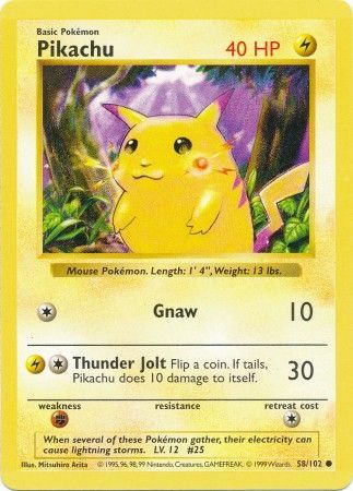 Pikachu (Red Cheeks) - 58/102 - Misprint - Shadowless available at 401 Games Canada