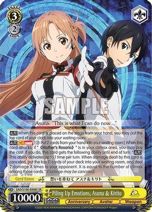 Piling Up Emotions, Asuna & Kirito (SR) - SAO/S100-E008S - Super Rare available at 401 Games Canada