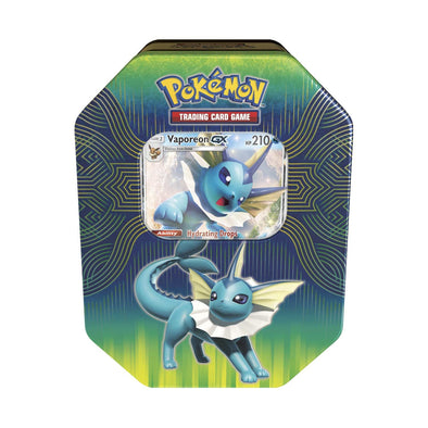 Pokemon - Elemental Power Tin - Vaporeon GX Tin available at 401 Games Canada