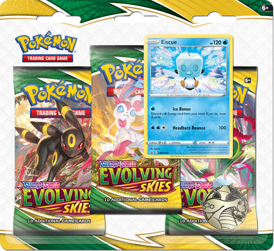 Pokemon - Evolving Skies - 3 Pack Blister - Eiscue available at 401 Games Canada