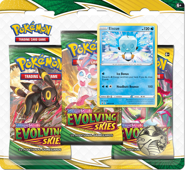 Pokemon - Evolving Skies - 3 Pack Blister - Eiscue available at 401 Games Canada