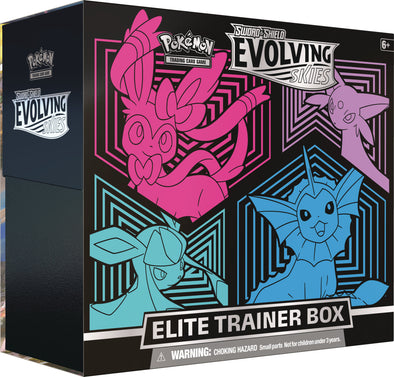 Pokemon - Evolving Skies - Elite Trainer Box - Sylveon, Vaporeon, Glaceon, and Espeon available at 401 Games Canada