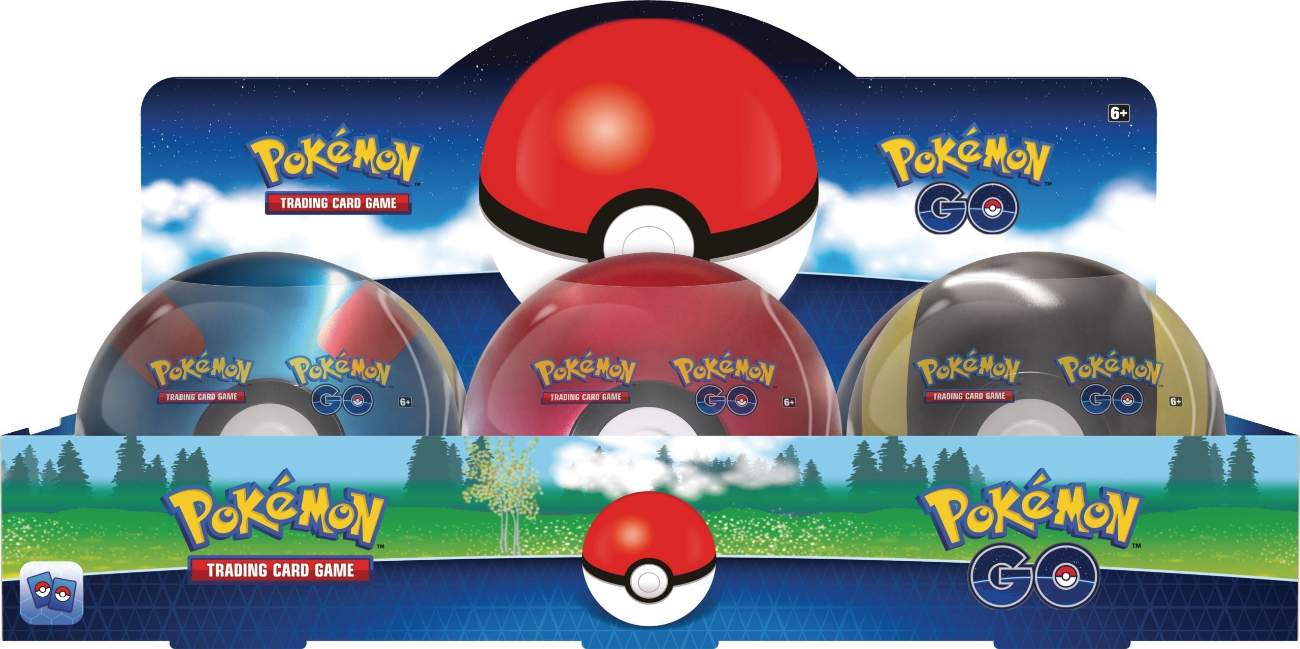 pokemon ball trading card game Pokemon TCG Pokeball Tin 3 Pack Bundle Set. Poke/Great/Ultra Ball & Stickers New