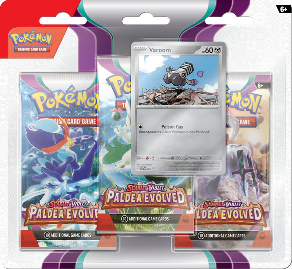 Pokemon - Scarlet and Violet - Paldea Evolved - 3 Pack Blister - Varoom available at 401 Games Canada