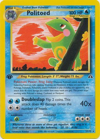 Politoed - 27/75 - Rare - 1st Edition available at 401 Games Canada