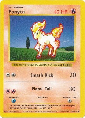 Ponyta - 60/102 - Common - Shadowless available at 401 Games Canada