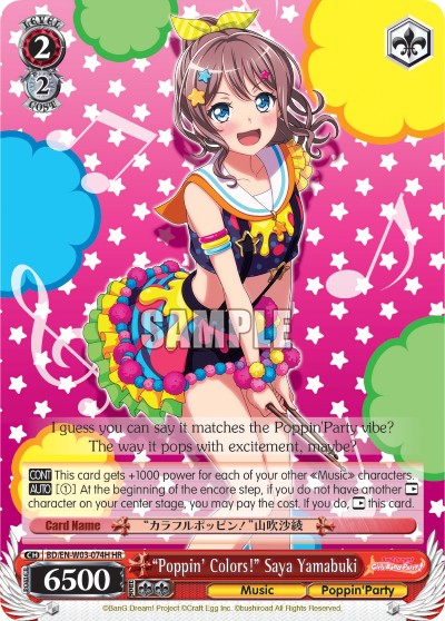 "Poppin' Colors!" Arisa Ichigaya - BD/EN-W03-110H - High Rare available at 401 Games Canada