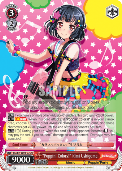 "Poppin' Colors!" Rimi Ushigome - BD/EN-W03-075 - Uncommon available at 401 Games Canada