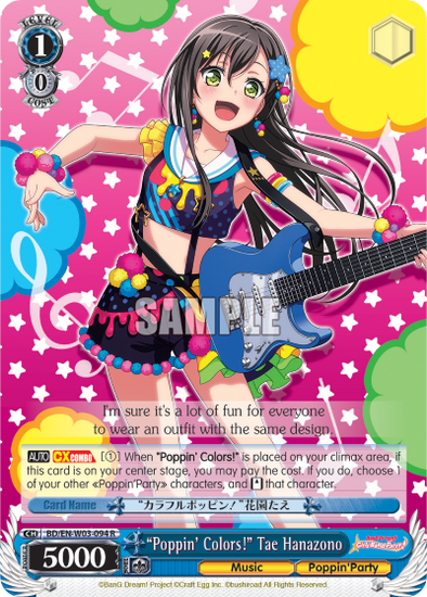 "Poppin' Colors!" Tae Hanazono - BD/EN-W03-094 - Rare available at 401 Games Canada