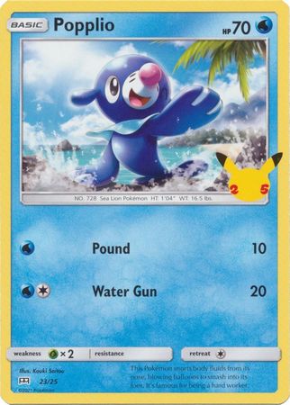 Popplio - 23/25 - 25th Anniversary Non-Holo - Promo available at 401 Games Canada