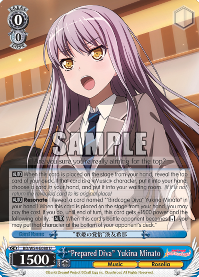 "Prepared Diva" Yukina Minato - BD/W54-E080 - Uncommon available at 401 Games Canada