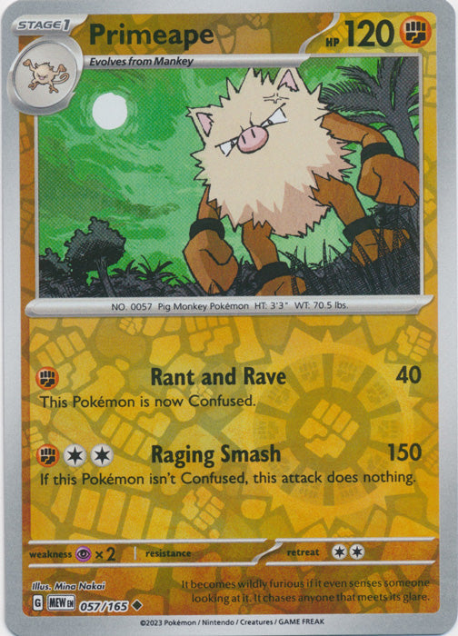 Primeape - 057/165 - Uncommon - Reverse Holo available at 401 Games Canada