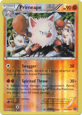 Primeape - 53/114 - Rare - Reverse Holo available at 401 Games Canada