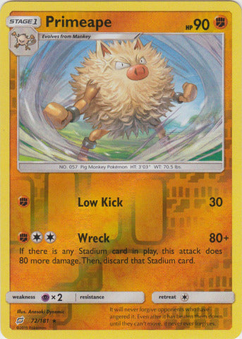 Primeape - 72/181 - Rare - Reverse Holo available at 401 Games Canada