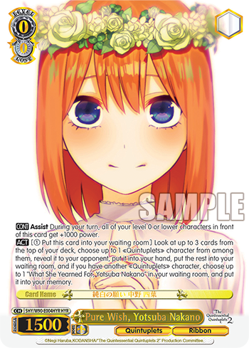 Pure Wish, Yotsuba Nakano - 5HY/W90-E004HYR - Hanayome Rare available at 401 Games Canada