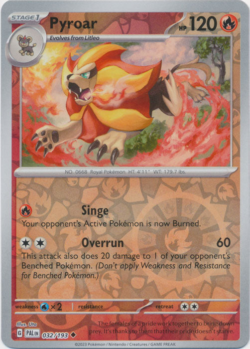 Pyroar - 032/193 - Uncommon - Reverse Holo available at 401 Games Canada