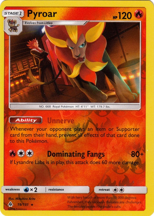 Pyroar - 19/131 - Holo Rare - Reverse Holo available at 401 Games Canada