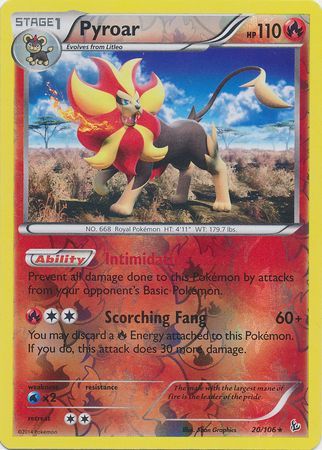 Pyroar - 20/106 - Holo Rare - Reverse Holo available at 401 Games Canada