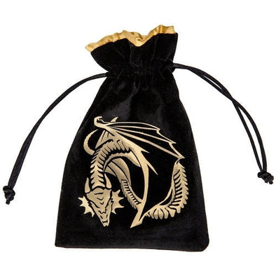 Q-Workshop - Dice Bag - Dragon Black &amp; golden Velour Dice Bag available at 401 Games Canada