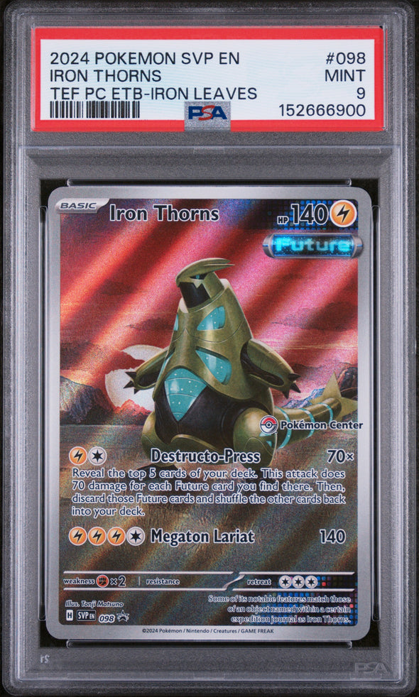 IRON THORNS (098) - POKEMON SVP EN-SV BLACK STAR PROMO - TEF PC ETB-IRON LEAVES - MINT 9