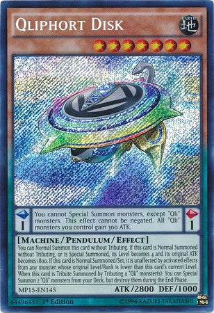 Qliphort Disk - MP15-EN145 - Secret Rare - 1st Edition available at 401 Games Canada