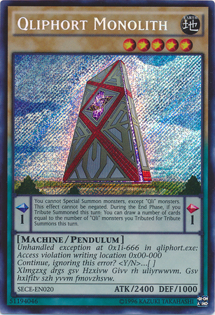 Qliphort Monolith - SECE-EN020 - Secret Rare - Unlimited available at 401 Games Canada