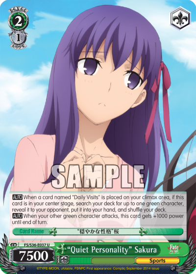 "Quiet Personality" Sakura - FS/S36-E037 - Uncommon available at 401 Games Canada