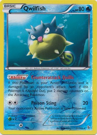 Qwilfish - 21/106 - Rare - Reverse Holo available at 401 Games Canada