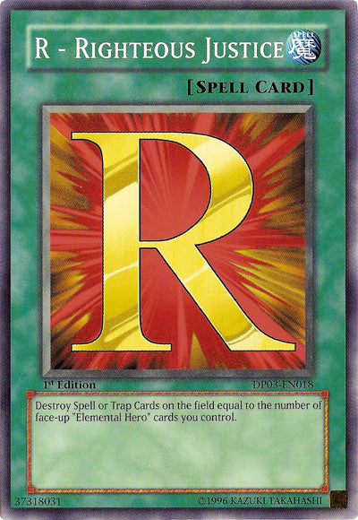 R - Righteous Justice - DP03-EN018 - Common - 1st Edition available at 401 Games Canada