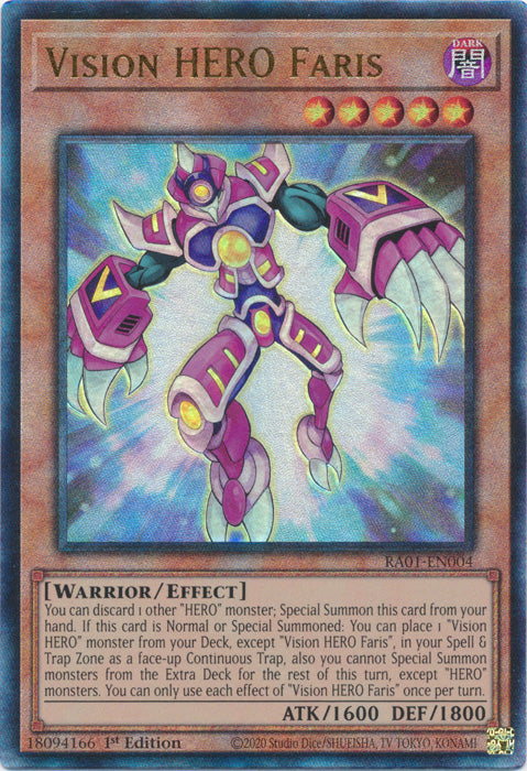 Vision HERO Faris (PUR) - RA01-EN004 - Prismatic Ultimate Rare - 1st Edition available at 401 Games Canada