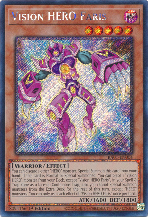 Vision HERO Faris (Platinum Secret Rare) - RA01-EN004 - Platinum Secret Rare - 1st Edition available at 401 Games Canada