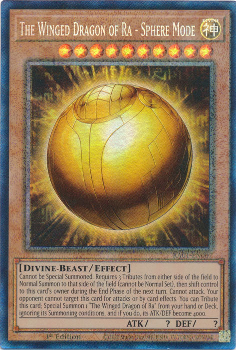 The Winged Dragon of Ra - Sphere Mode (PCR) - RA01-EN007 - Prismatic Collector’s Rare - 1st Edition available at 401 Games Canada