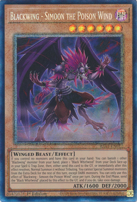 Blackwing - Simoon the Poison Wind (PCR) - RA01-EN012 - Prismatic Collector’s Rare - 1st Edition available at 401 Games Canada