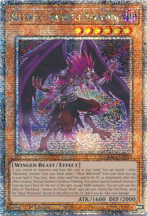 Blackwing - Simoon the Poison Wind - RA01-EN012 - Quarter Century Secret Rare - 1st Edition available at 401 Games Canada