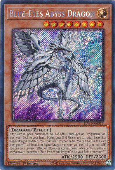 Blue-Eyes Abyss Dragon (Platinum Secret Rare) - RA01-EN016 - Platinum Secret Rare - 1st Edition available at 401 Games Canada