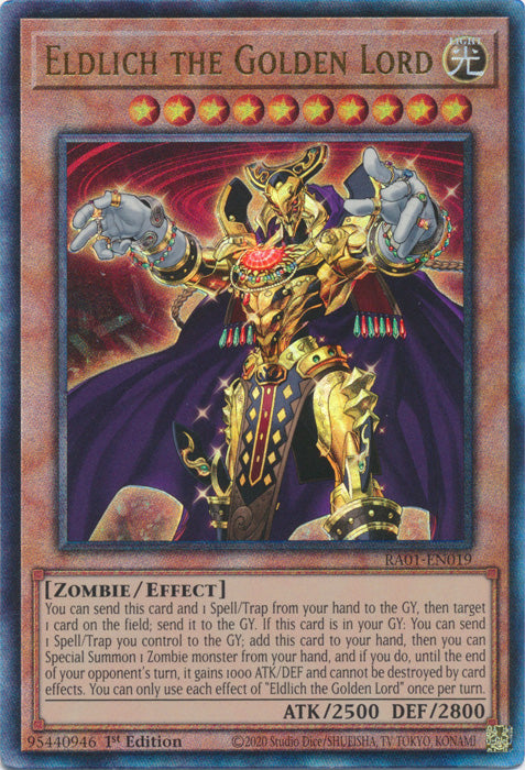 Eldlich the Golden Lord (PUR) - RA01-EN019 - Prismatic Ultimate Rare - 1st Edition available at 401 Games Canada