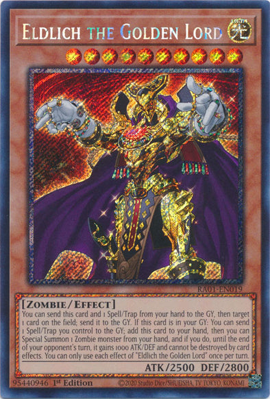 Eldlich the Golden Lord (Platinum Secret Rare) - RA01-EN019 - Platinum Secret Rare - 1st Edition available at 401 Games Canada