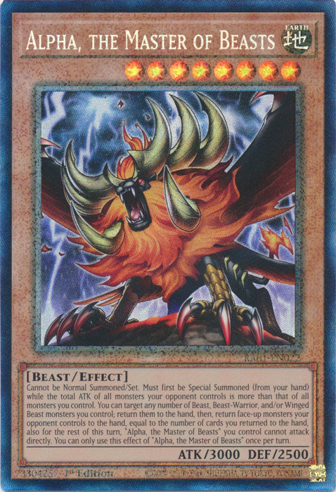 Alpha, the Master of Beasts (PCR) - RA01-EN022 - Prismatic Collector’s Rare - 1st Edition available at 401 Games Canada